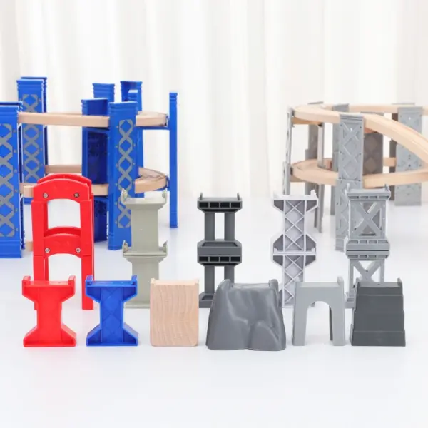 Wooden Tracks Beech Wooden Spiral Orbit All Kinds Bridge Piers Accessories fit For Brand Wood Tracks Railway Toys For Kids - Image 2