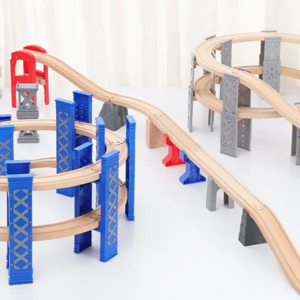 Wooden Tracks Beech Wooden Spiral Orbit All Kinds Bridge Piers Accessories fit For Brand Wood Tracks Railway Toys For Kids - Image 3