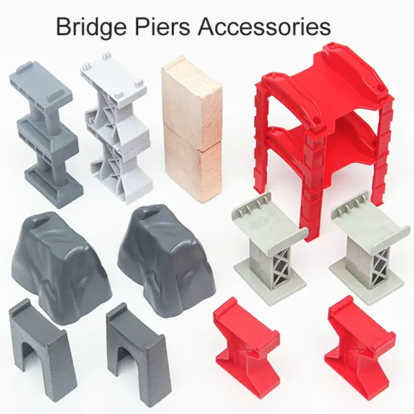 Wooden Tracks Beech Wooden Spiral Orbit All Kinds Bridge Piers Accessories fit For Brand Wood Tracks Railway Toys For Kids - Image 4