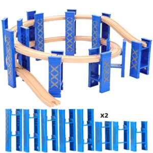 Wooden Tracks Beech Wooden Spiral Orbit All Kinds Bridge Piers Accessories fit For Brand Wood Tracks Railway Toys For Kids