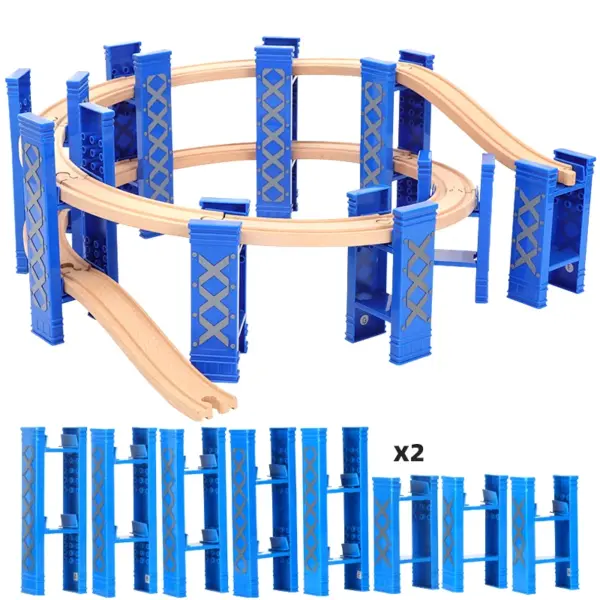 Wooden Tracks Beech Wooden Spiral Orbit All Kinds Bridge Piers Accessories fit For Brand Wood Tracks Railway Toys For Kids