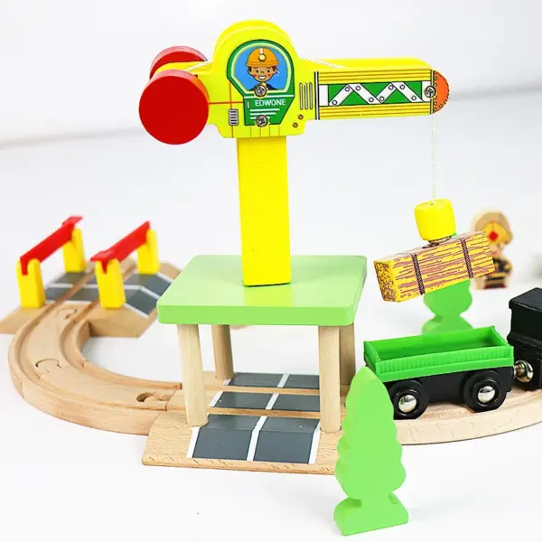 Wooden Train Track Racing Railway All Kinds Of Crane Bridge Track Accessories Fit For Brand Wood Tracks Toys For Children Gift - Image 5