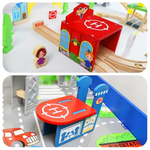 Wooden Train Track Racing Railway All Kinds Of Crane Bridge Track Accessories Fit For Brand Wood Tracks Toys For Children Gift - Image 6