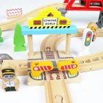 Wooden Train Track Racing Railway Crane Bridge Accessories