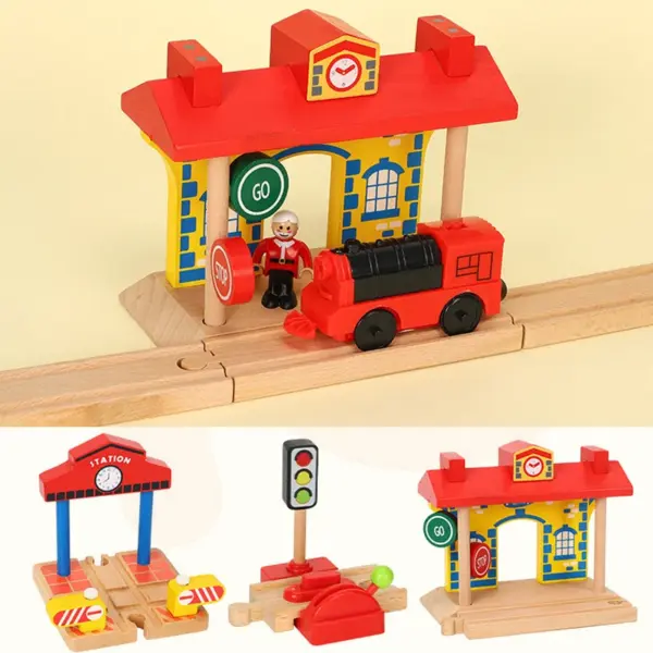 Wooden Train Track Racing Railway All Kinds Of Crane Bridge Track Accessories Fit For Brand Wood Tracks Toys For Children Gift - Image 3