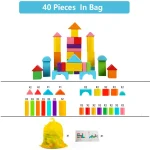Wooden Building Blocks Set with Storage Bag