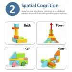 Wooden Building Blocks Set with Storage Bag