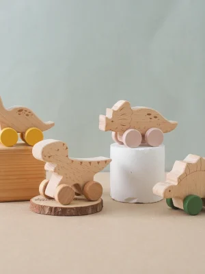 Wooden Dinosaur Car Teething Toy