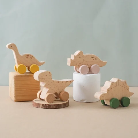 Wooden Dinosaur Car Teething Toy
