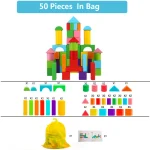 Wooden Building Blocks Set with Storage Bag