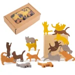 Wooden Stacking Blocks Cat Balancing Game