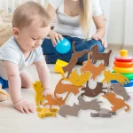 Wooden Stacking Blocks Cat Balancing Game