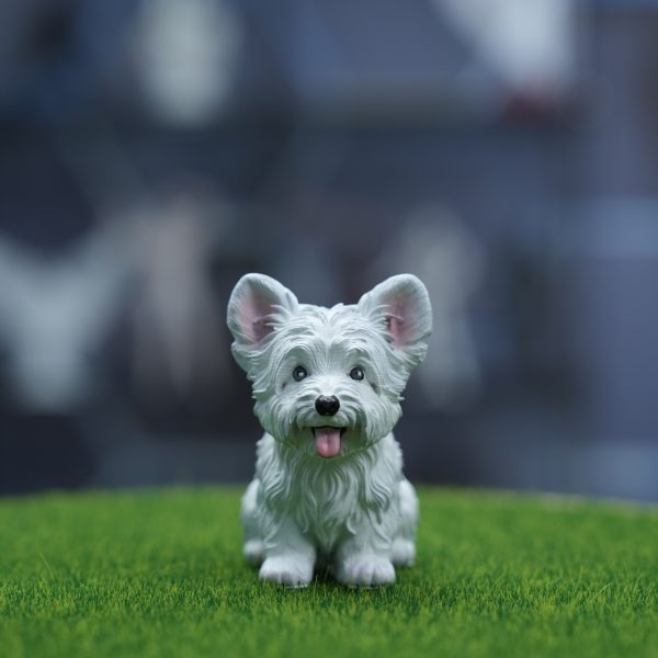 Cute Sitting West Highland Dog Resin Model, Animal Figurine Educational Toy