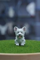 Cute Sitting West Highland Dog Resin Model, Animal Figurine Educational Toy