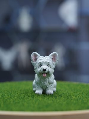 Cute Sitting West Highland Dog Resin Model, Animal Figurine Educational Toy