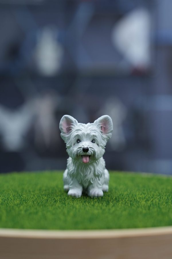 Cute Sitting West Highland Dog Resin Model, Animal Figurine Educational Toy