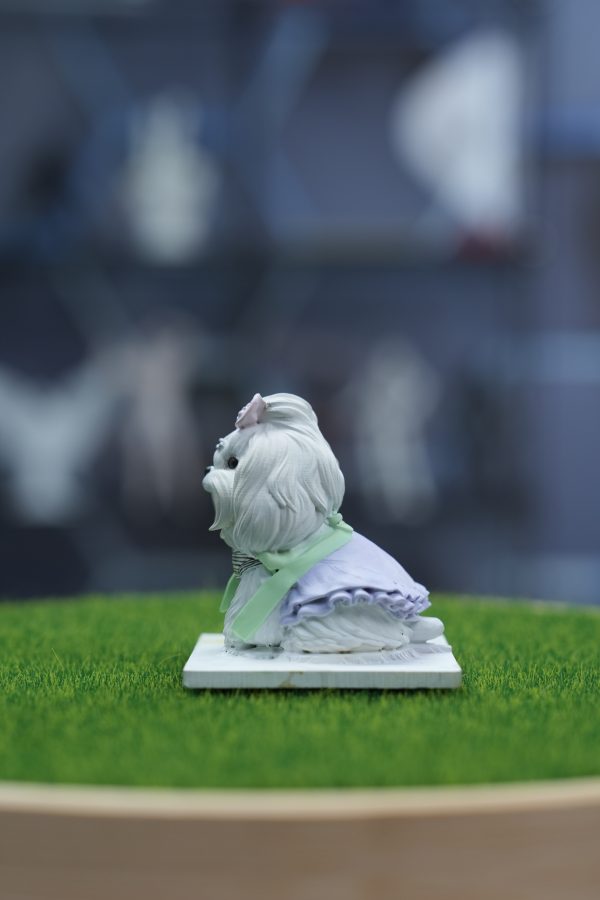 Bow Maltese Dog Resin Pet Figurine Toy