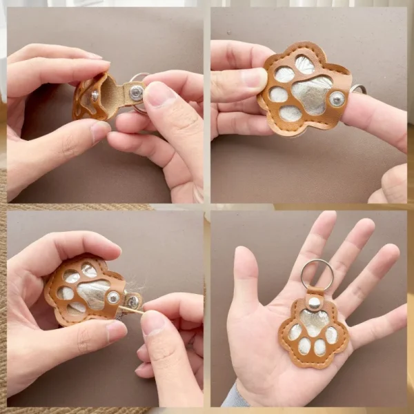PU Leather Pet Fur Memorial Locket Keychain (12-Pack)