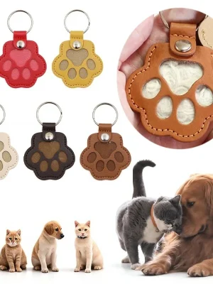 PU Leather Pet Fur Memorial Locket Keychain (12-Pack)