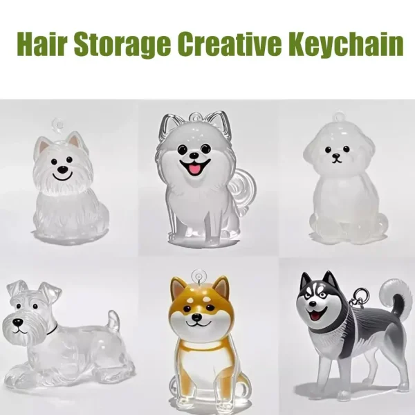 Clear Pet Fur Memorial Keychain for Dog & Cat (5-Pack)